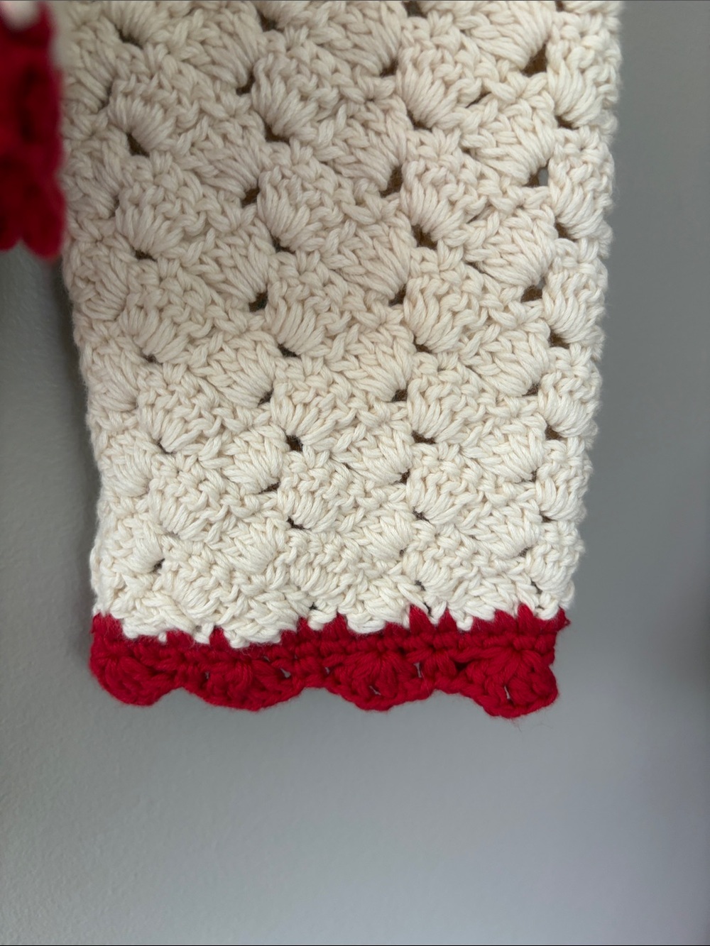 Alex Mill Molly Hand Crochet Knit Cardigan Cream  Red Large Cottagecore Coastal - Picture 6 of 10